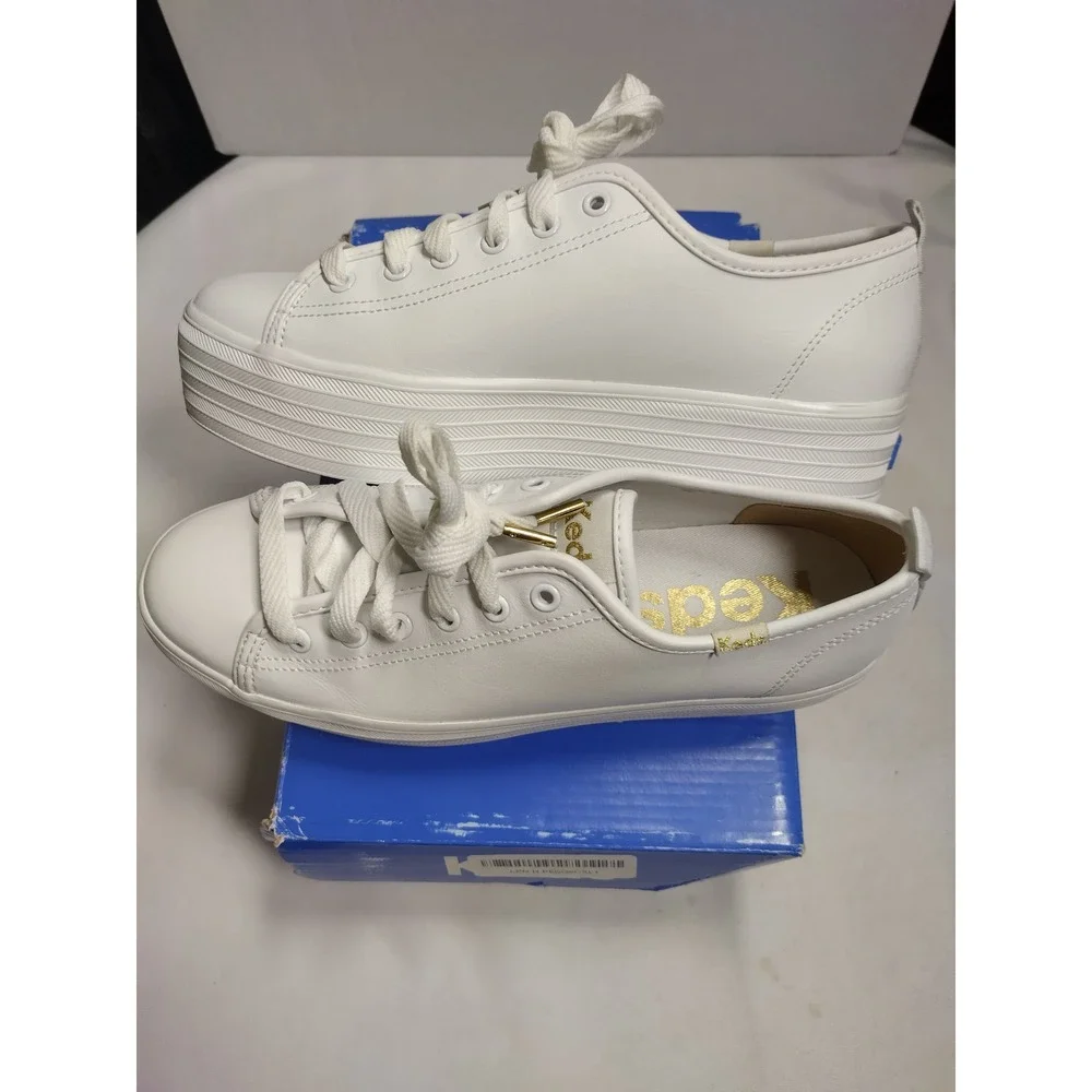Keds Triple Up Leather White Platform Sneakers WH61626 Womens 8.5 M